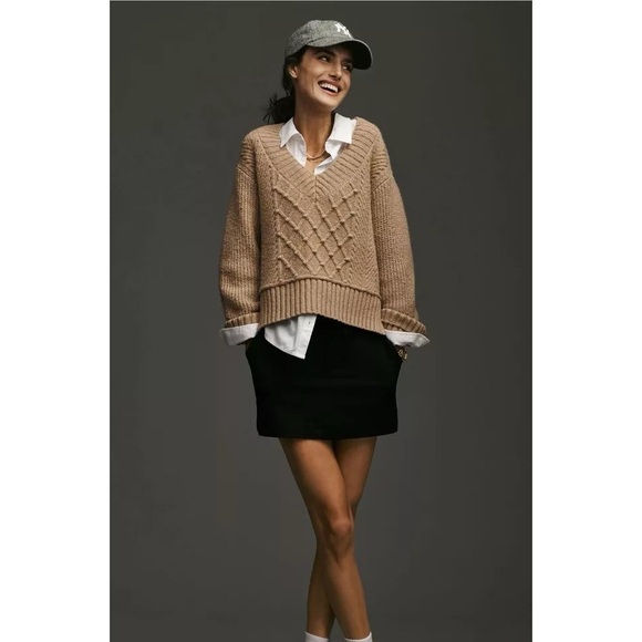 Anthropologie Sweaters - Anthropologie Maeve Tillie Beige Cable Knit Sweater XS